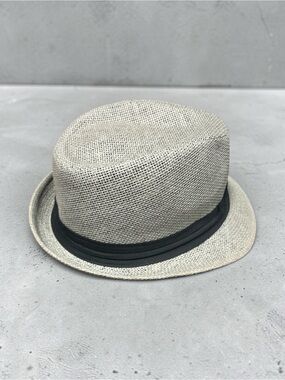 Straw Fedora Gray Hat with Black Band